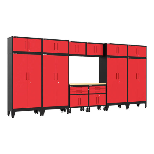 Armadillo Tough Red 13-Piece Garage Cabinet Set with Levelers and Casters-AR13PC132R