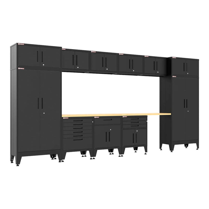 Armadillo Tough Black 13-Piece Garage Cabinet Set with Levelers-AR13PC133B