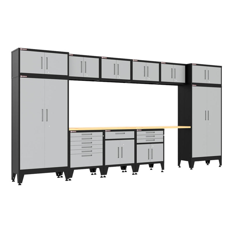 Armadillo Tough Grey 13-Piece Garage Cabinet Set with Levelers-AR13PC133G