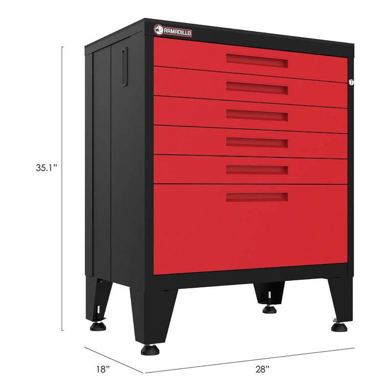 Armadillo Tough Red 14-Piece Garage Cabinet Configuration with Levelers