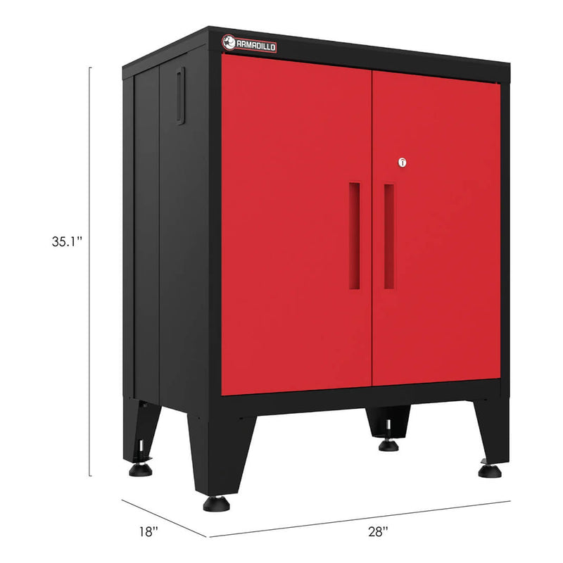 Armadillo Tough Red 14-Piece Garage Cabinet Configuration with Levelers