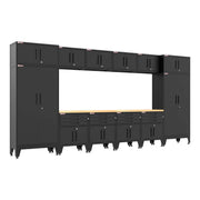 Armadillo Tough Black 14-Piece Garage Cabinet Set with Levelers-AR14PC120B