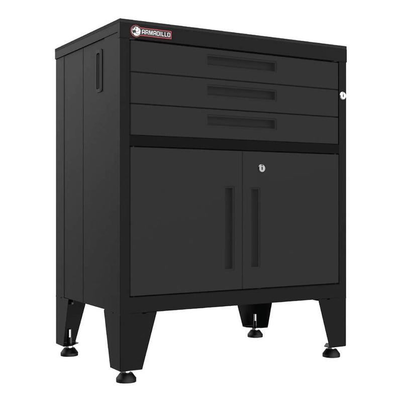 Armadillo Tough Black 14-Piece Garage Cabinet Set with Levelers-AR14PC120B