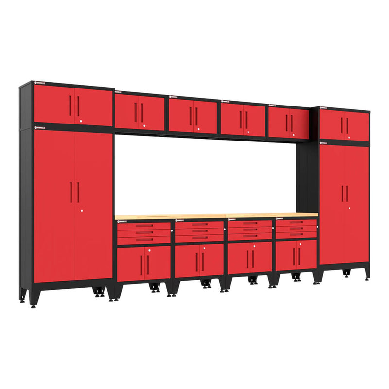Armadillo Tough Red 14-Piece Garage Cabinet Set with Levelers-AR14PC120R