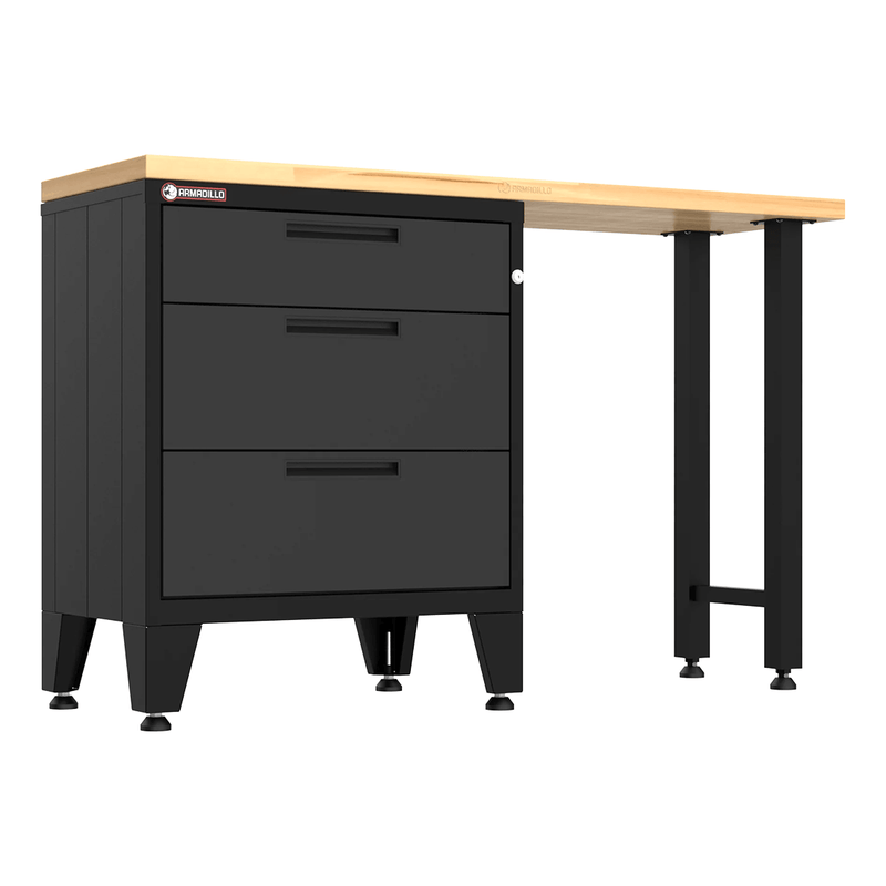 Armadillo Tough Black 2-Piece Garage Tool Cabinet System with Levelers