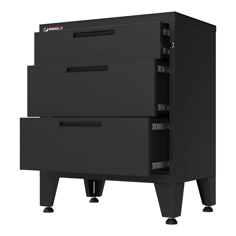 Armadillo Tough Black 2-Piece Garage Tool Cabinet System with Levelers