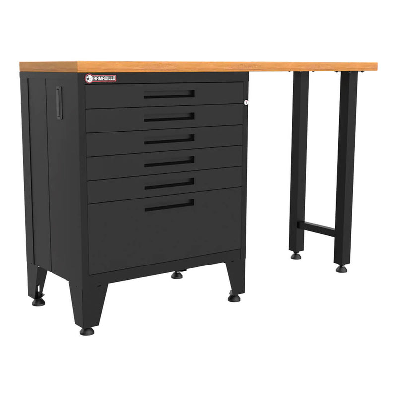 Armadillo Tough Black 2-Piece Garage Tool Cabinet Set with Levelers