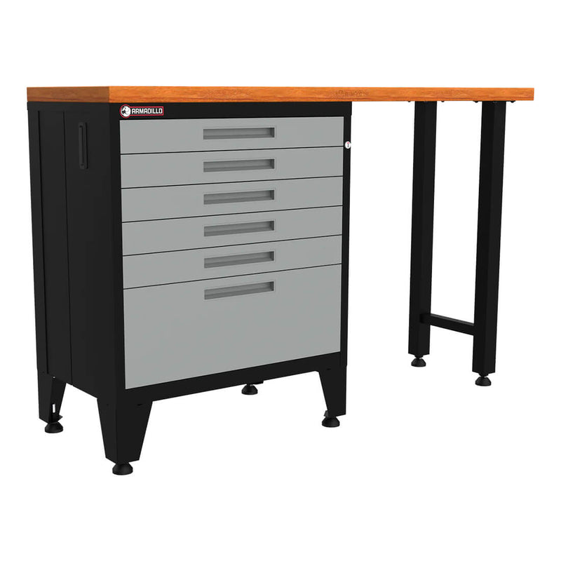 Armadillo Tough Grey 2-Piece Garage Tool Cabinet Set with Levelers