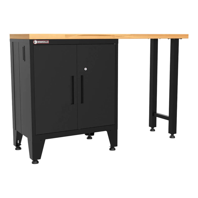 Armadillo Tough Black 2-Piece Garage Cabinet Kit with Levelers