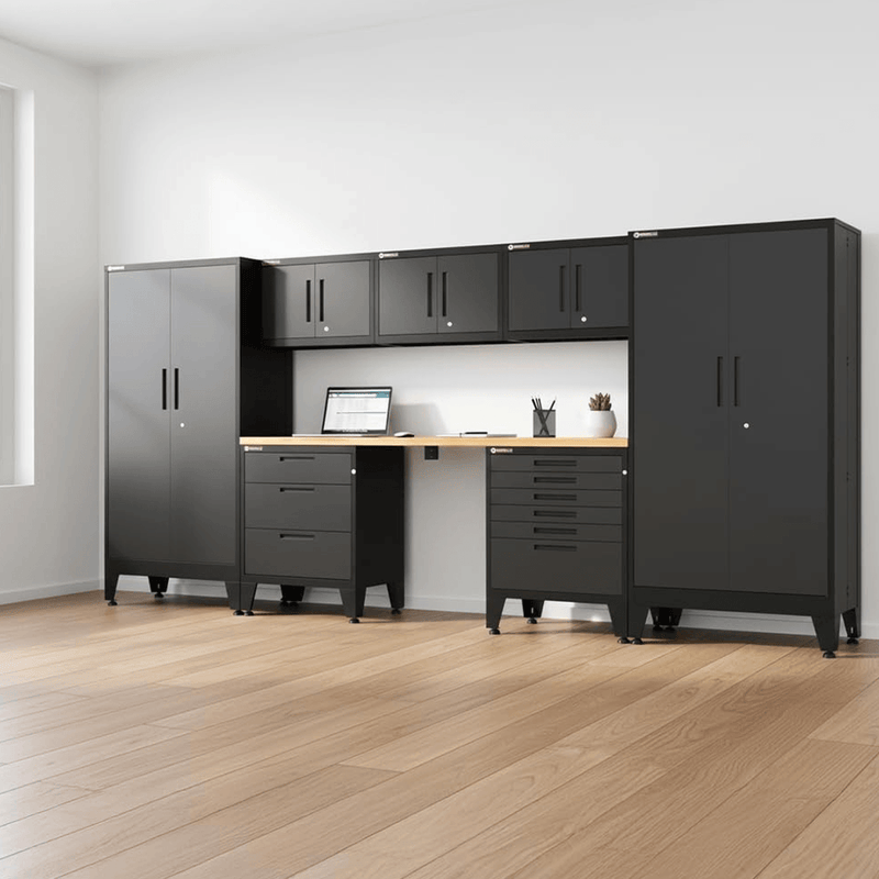 Armadillo Tough Black 3-Drawer Tool Cabinet with Rubber Work Mat