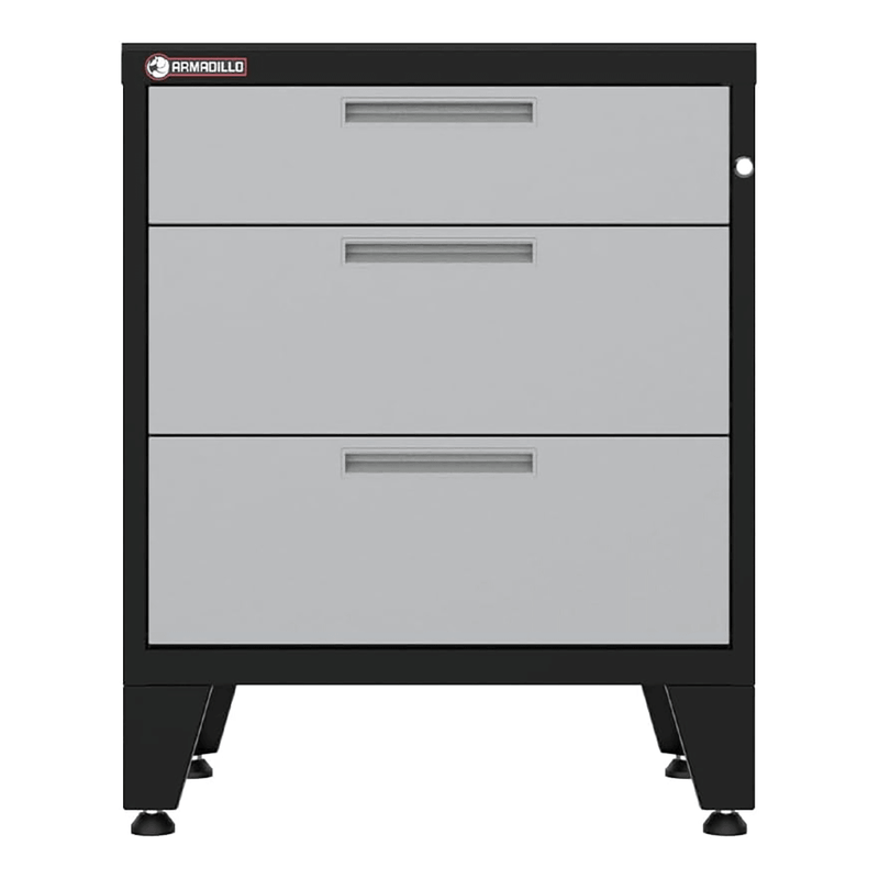 Armadillo Tough Grey 3-Drawer Tool Cabinet with Rubber Work Mat