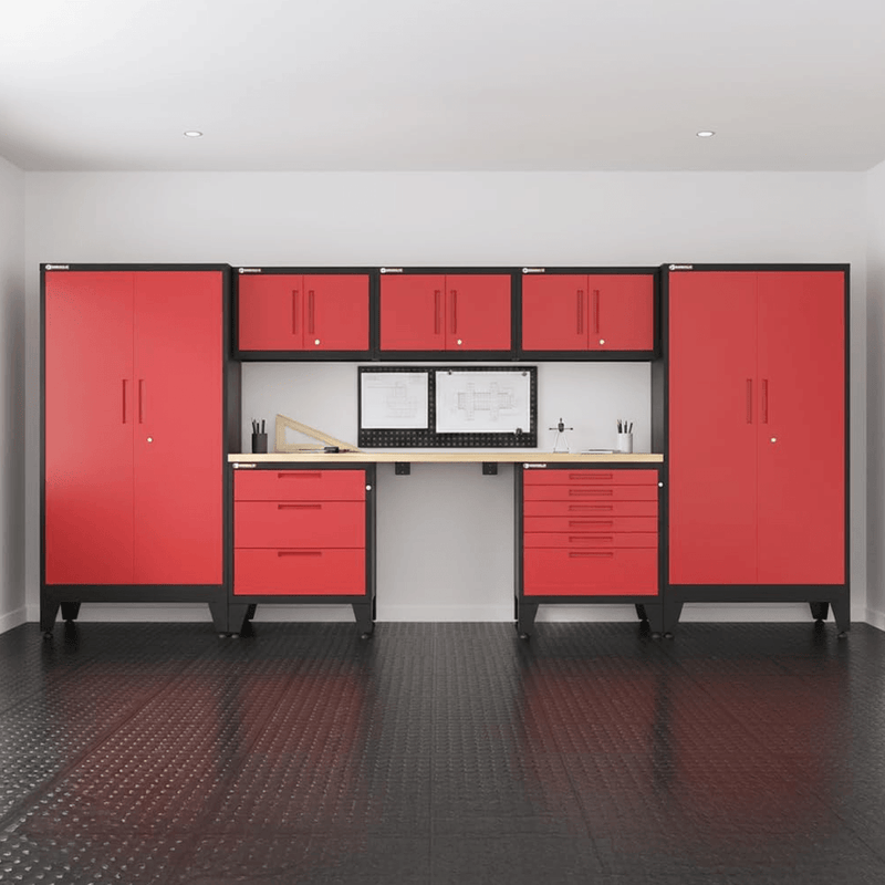 Armadillo Tough Red 3-Drawer Tool Cabinet with Rubber Work Mat
