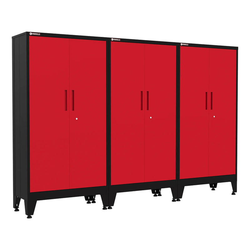 Armadillo Tough Red Gear Locker Tall Cabinet (3-Pack)