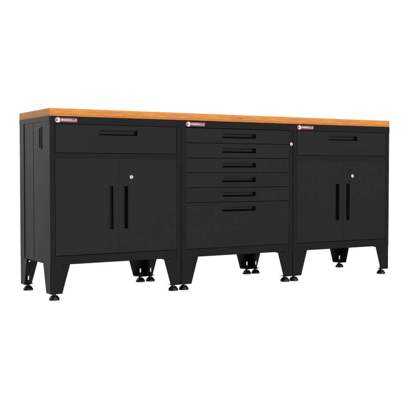 Armadillo Tough Black 4-Piece Garage Cabinet Kit with Levelers