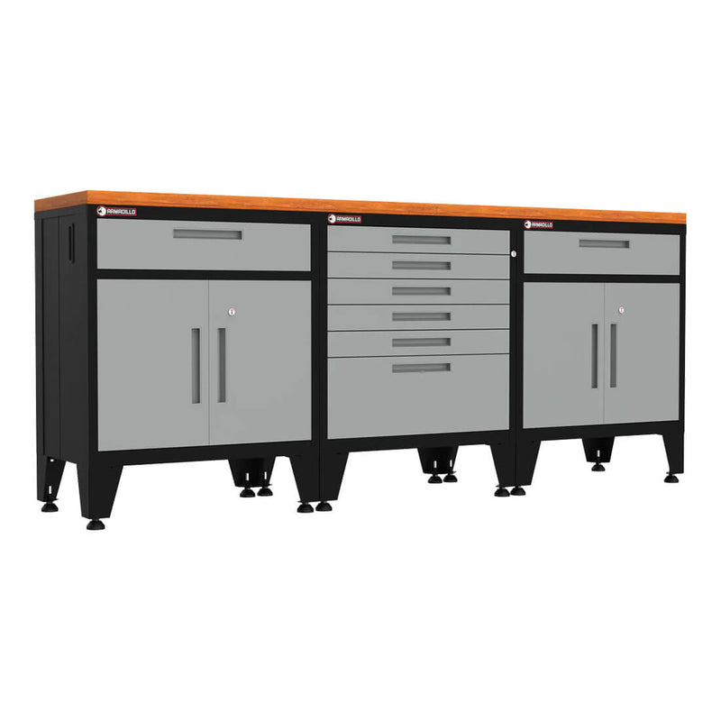 Armadillo Tough Grey 4-Piece Garage Cabinet Kit with Levelers
