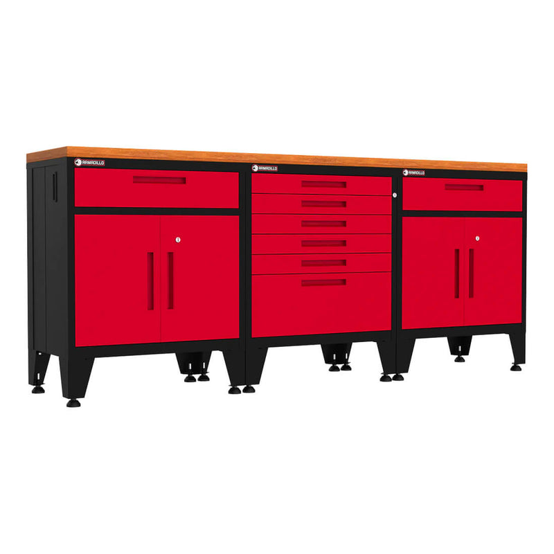 Armadillo Tough Red 4-Piece Garage Cabinet Kit with Levelers