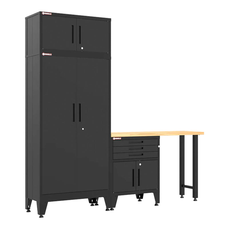 Armadillo Tough Black 4-Piece Garage Cabinet Set with Levelers-AR4PC117B