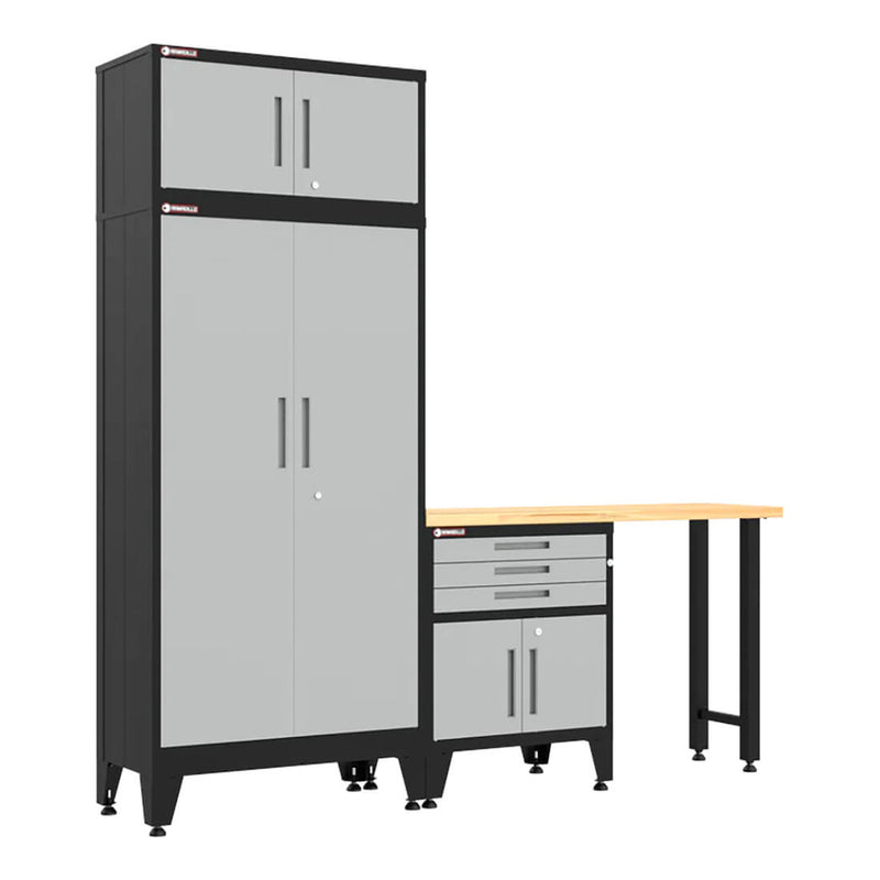 Armadillo Tough Grey 4-Piece Garage Cabinet Set with Levelers-AR4PC117G