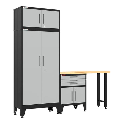 Armadillo Tough Grey 4-Piece Garage Cabinet Set with Levelers-AR4PC117G