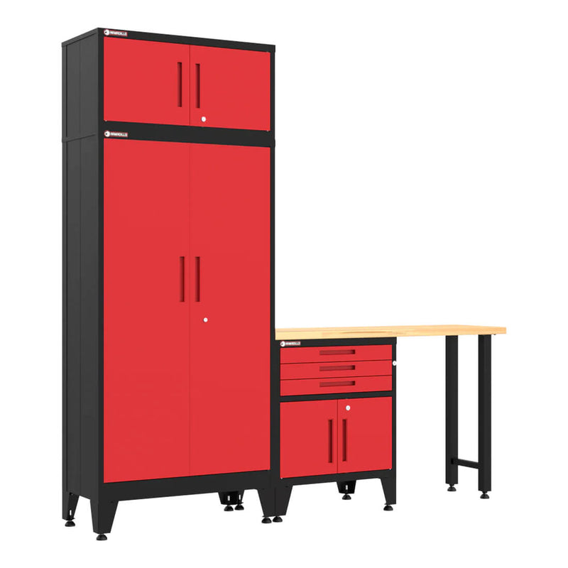 Armadillo Tough Red 4-Piece Garage Cabinet Set with Levelers-AR4PC117R