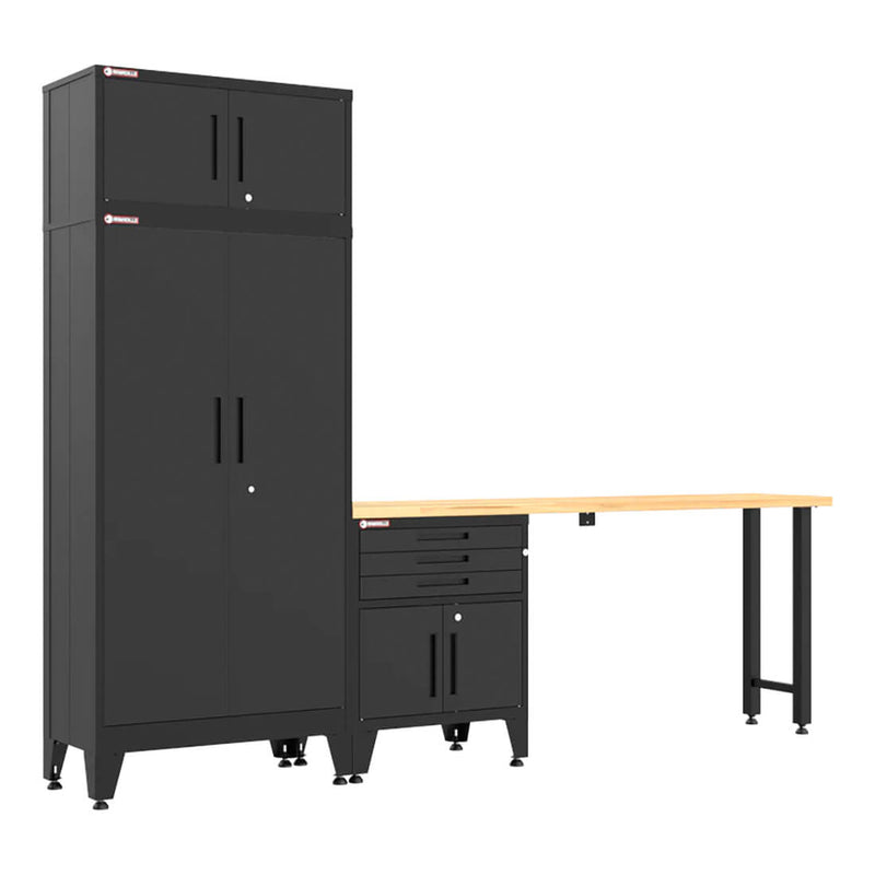 Armadillo Tough Black 4-Piece Garage Cabinet Set with Levelers-AR4PC118B