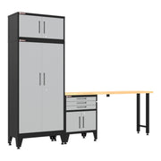 Armadillo Tough Grey 4-Piece Garage Cabinet Set with Levelers-AR4PC118G
