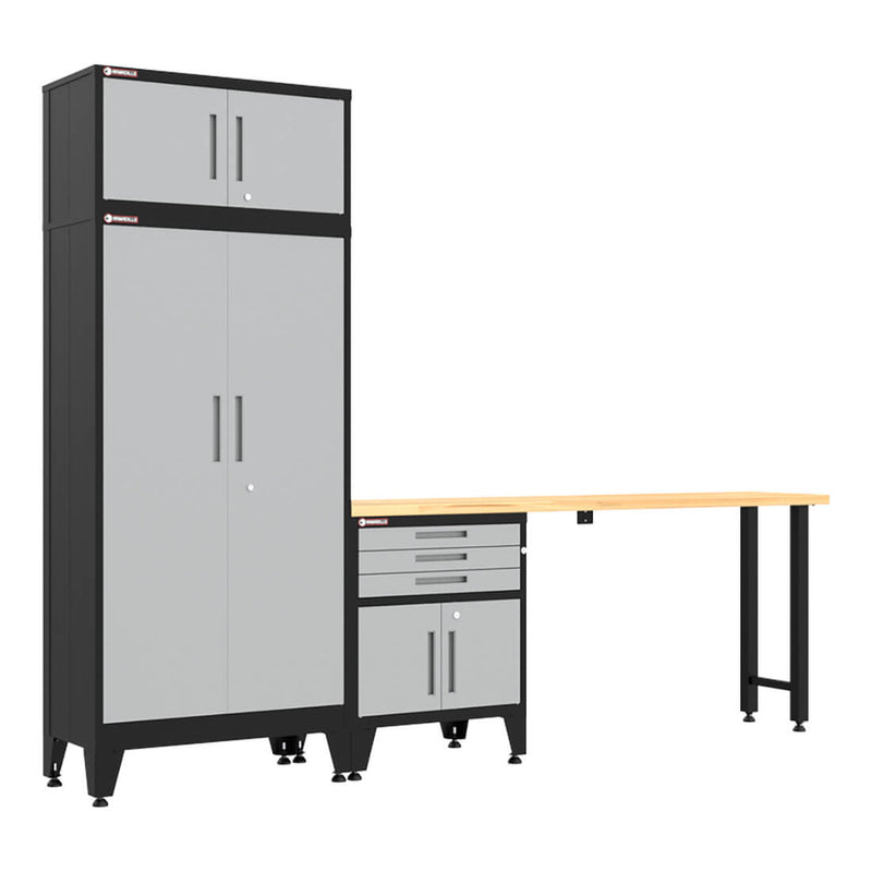 Armadillo Tough Grey 4-Piece Garage Cabinet Set with Levelers-AR4PC118G