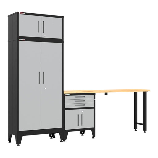 Armadillo Tough Grey 4-Piece Garage Cabinet Set with Levelers-AR4PC118G