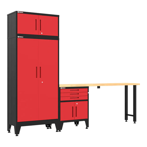 Armadillo Tough Red 4-Piece Garage Cabinet Set with Levelers-AR4PC118R