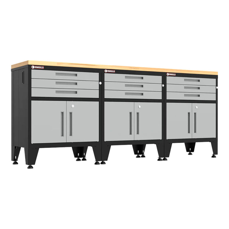 Armadillo Tough Grey 4-Piece Garage Cabinet Set with Levelers-AR4PC119G