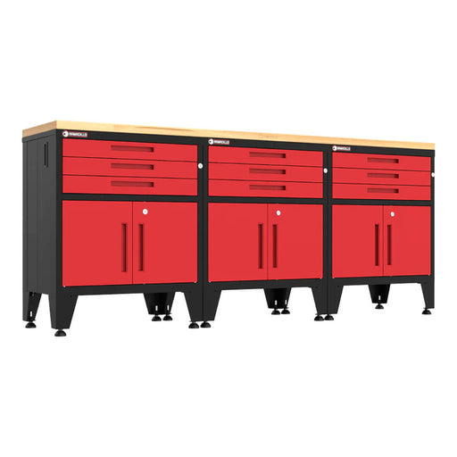 Armadillo Tough Red 4-Piece Garage Cabinet Set with Levelers-AR4PC119R