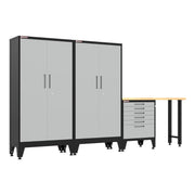 Armadillo Tough Grey 4-Piece Garage Cabinet Set with Levelers-AR4PC136G