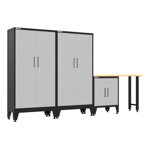 Armadillo Tough Grey 4-Piece Garage Cabinet Set with Levelers-AR4PC137G