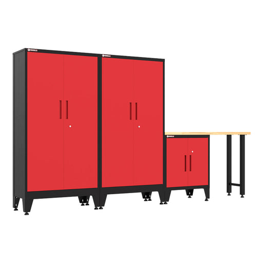Armadillo Tough Red 4-Piece Garage Cabinet Set with Levelers-AR4PC137R