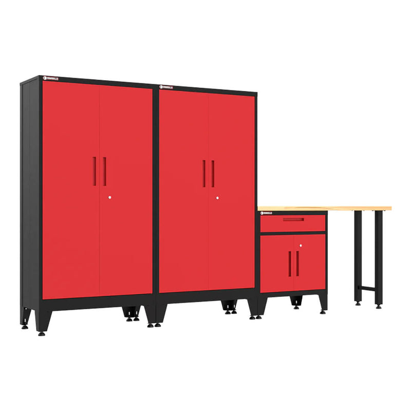 Armadillo Tough Red 4-Piece Garage Cabinet Set with Levelers-AR4PC138R