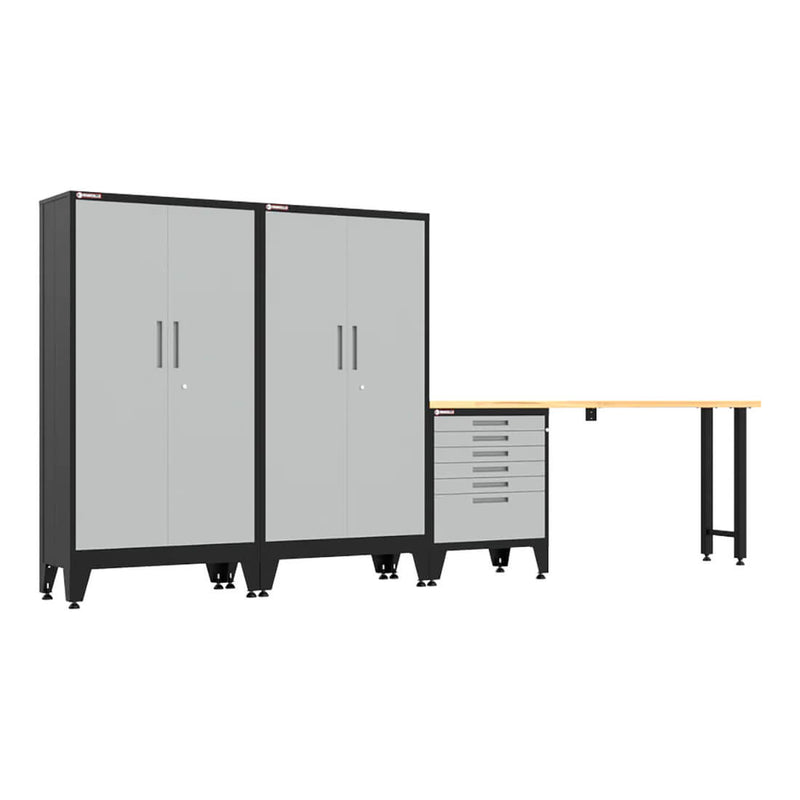 Armadillo Tough Grey 4-Piece Garage Cabinet Set with Levelers-AR4PC139G