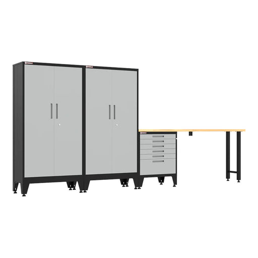 Armadillo Tough Grey 4-Piece Garage Cabinet Set with Levelers-AR4PC139G