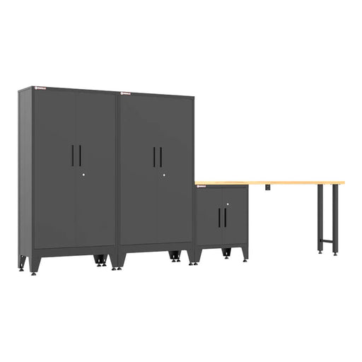 Armadillo Tough Black 4-Piece Garage Cabinet Set with Levelers-AR4PC140B