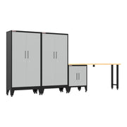 Armadillo Tough Grey 4-Piece Garage Cabinet Set with Levelers-AR4PC140G