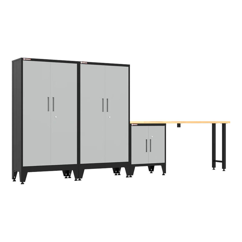 Armadillo Tough Grey 4-Piece Garage Cabinet Set with Levelers-AR4PC140G
