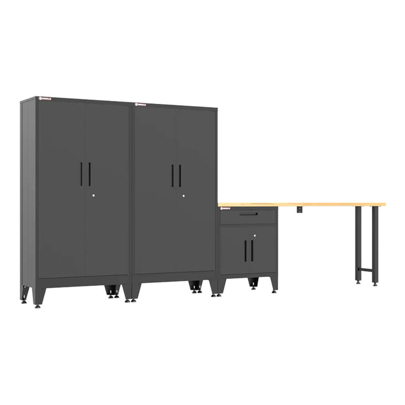 Armadillo Tough Black 4-Piece Garage Cabinet Set with Levelers-AR4PC141B
