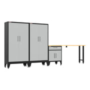 Armadillo Tough Grey 4-Piece Garage Cabinet Set with Levelers-AR4PC141G