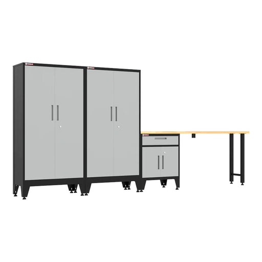 Armadillo Tough Grey 4-Piece Garage Cabinet Set with Levelers-AR4PC141G