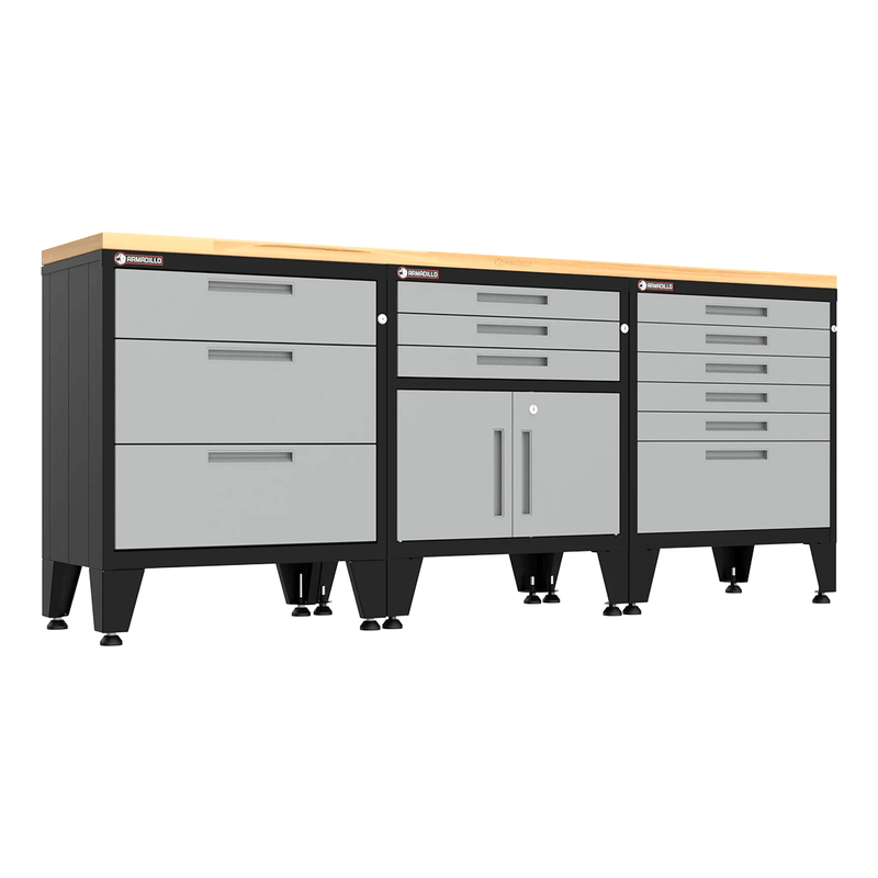 Armadillo Tough Grey 4-Piece Garage Cabinet System with Levelers