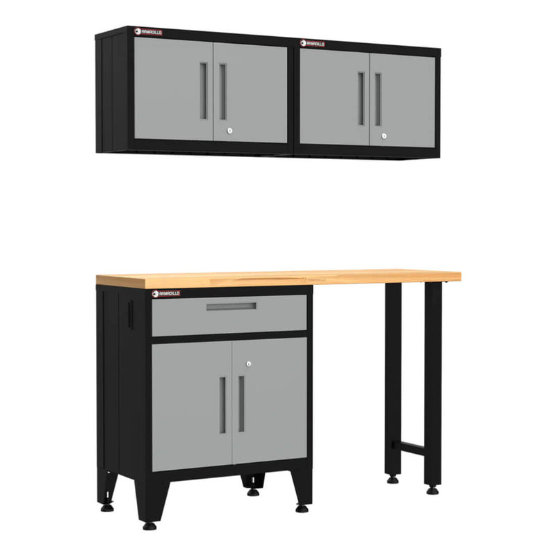 Armadillo Tough Grey 4-Piece Garage Cabinet Combo with Levelers