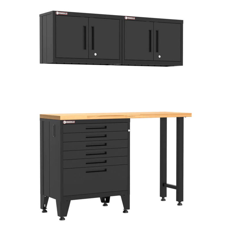 Armadillo Tough Black 4-Piece Garage Cabinet System with Levelers