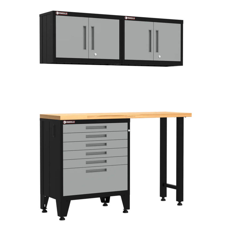 Armadillo Tough Grey 4-Piece Garage Cabinet System with Levelers