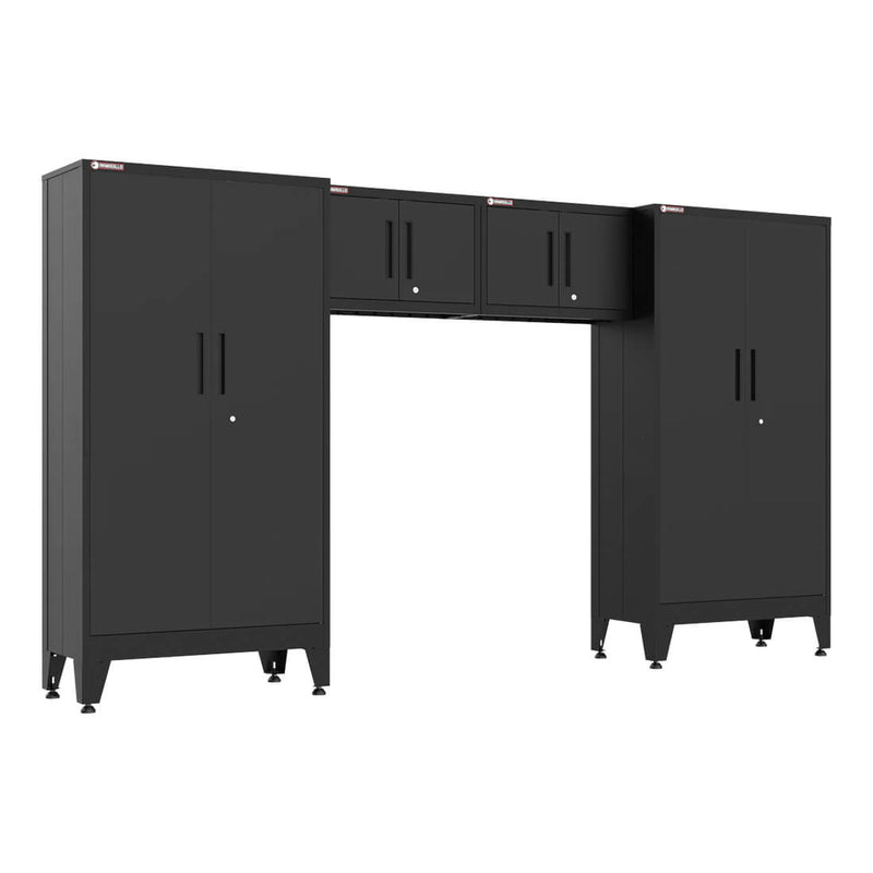 Armadillo Tough Black 4-Piece Garage Cabinet Configuration with Levelers