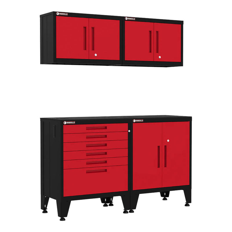 Armadillo Tough Red 4-Piece Garage Cabinet Storage Solution with Levelers