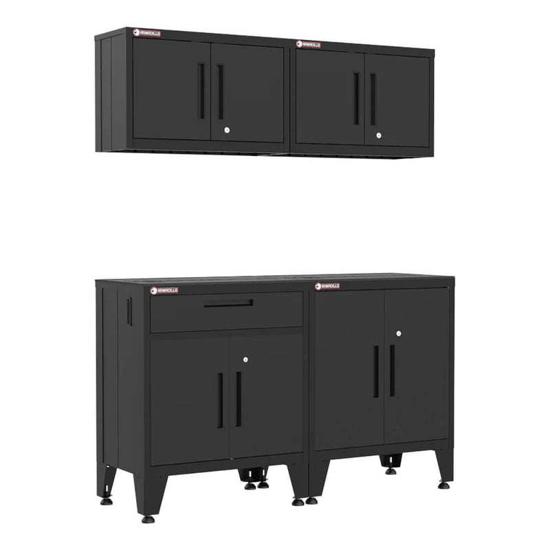 Armadillo Tough Black 4-Piece Garage Cabinet Storage System with Levelers
